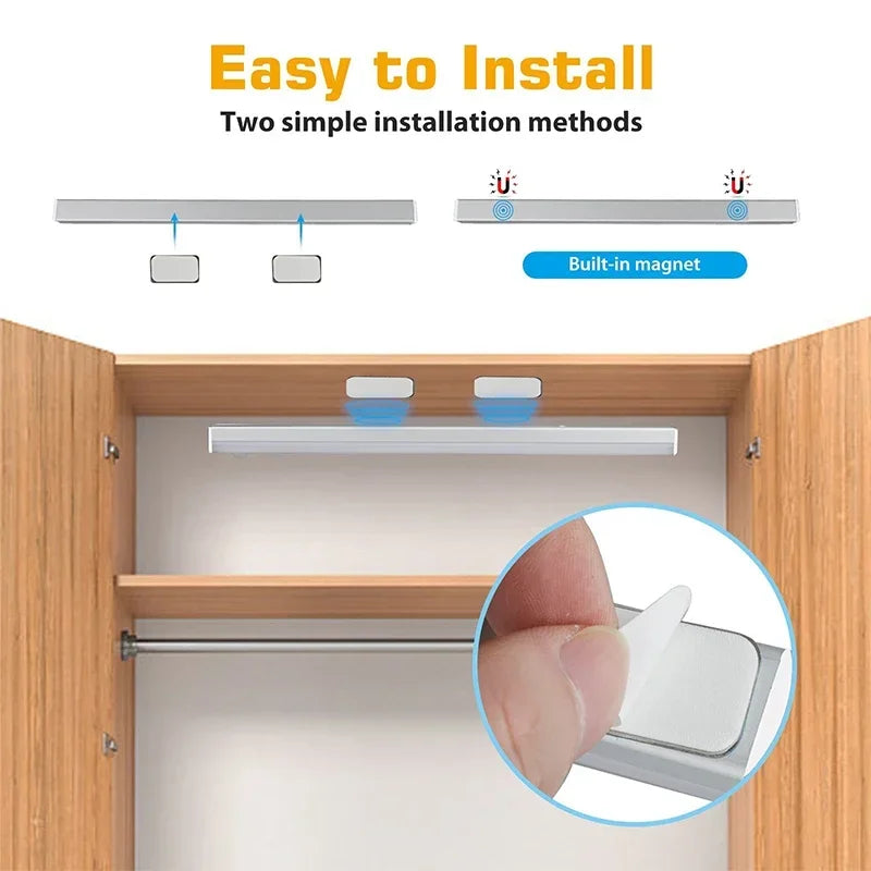 Motion Sensor Light Rechargeable LED Night Light Portable Under Cabinet Light with Magnetic for Bedroom Kitchen Closet Staircase