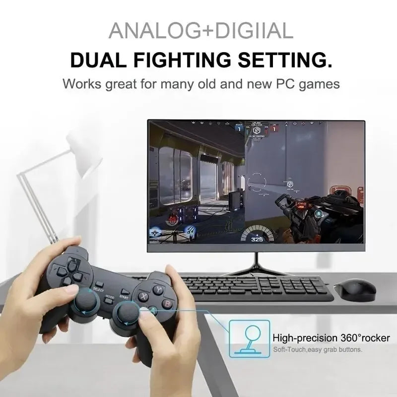 2-Pack 2.4G Wireless Gamepad Set - Plug & Play USB Joystick for PC/Android TV/Switch, Ergonomic Grip