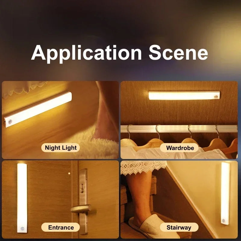 Motion Sensor Light Rechargeable LED Night Light Portable Under Cabinet Light with Magnetic for Bedroom Kitchen Closet Staircase