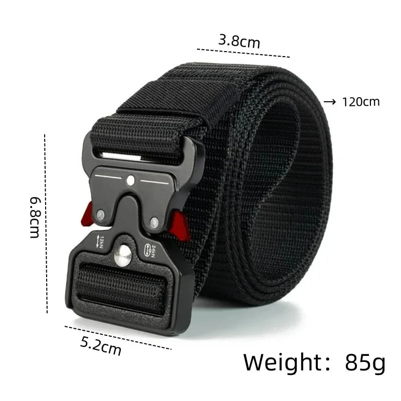 Men's Outdoor Multi-Function Belt Premium Canvas/Nylon Hybrid Waistband for Hiking Travel Unisex Tactical Belt Durable Buckle