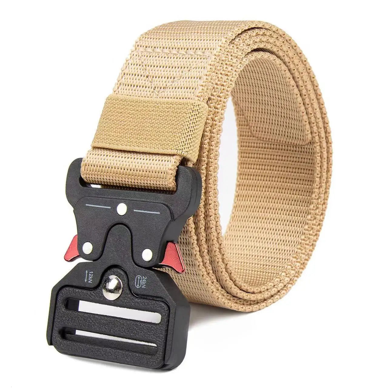 Men's Outdoor Multi-Function Belt Premium Canvas/Nylon Hybrid Waistband for Hiking Travel Unisex Tactical Belt Durable Buckle