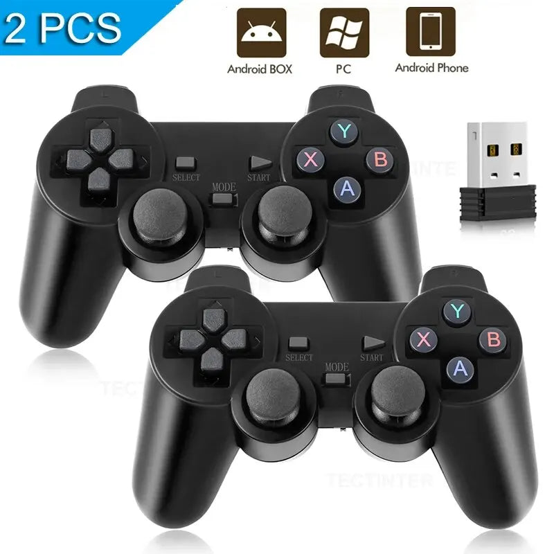 2-Pack 2.4G Wireless Gamepad Set - Plug & Play USB Joystick for PC/Android TV/Switch, Ergonomic Grip