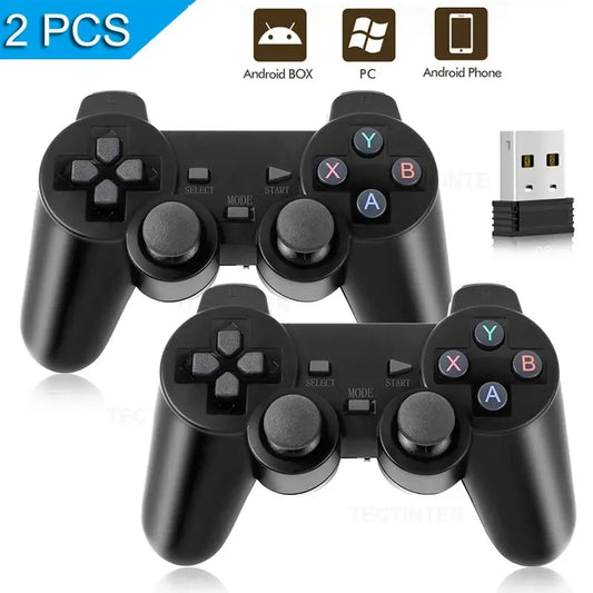 2-Pack 2.4G Wireless Gamepad Set - Plug & Play USB Joystick for PC/Android TV/Switch, Ergonomic Grip