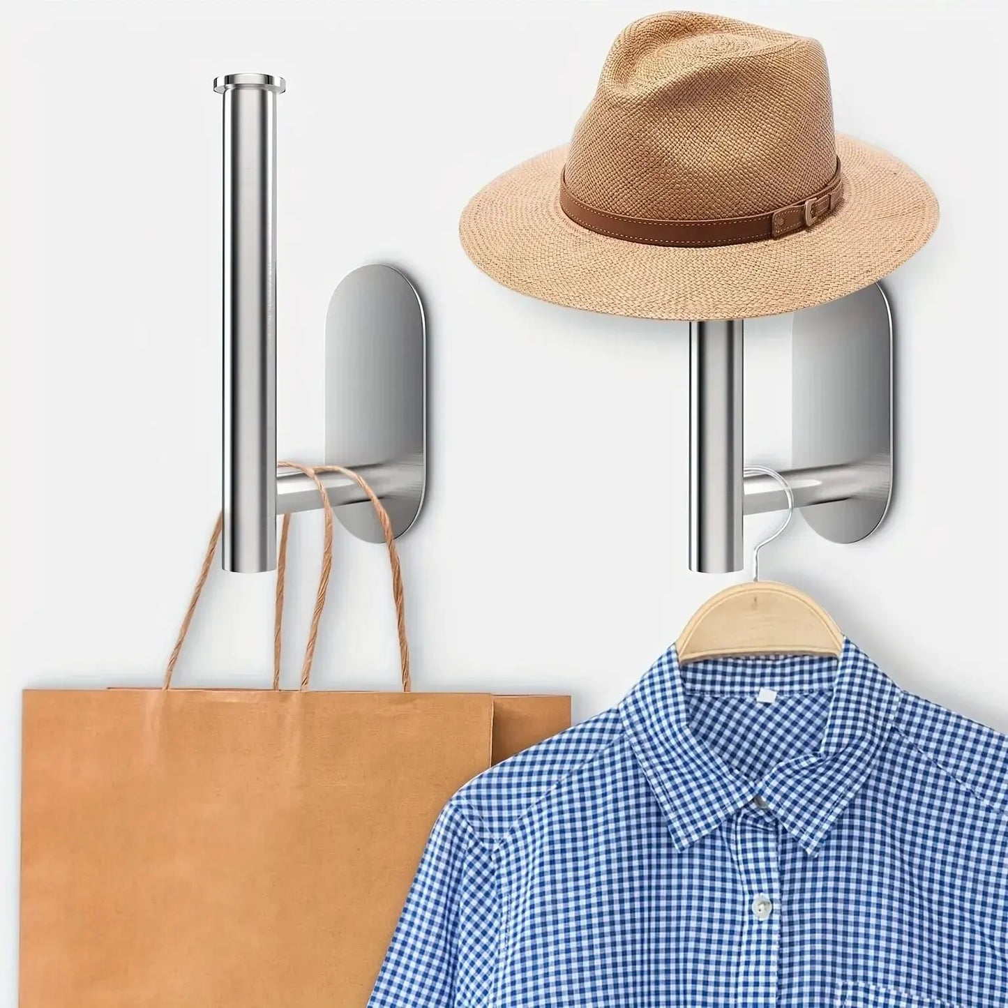 1/2pcs Stainless Steel Cap Hook For Wall, Minimalist No Drilling Hat Organizer, Household Storage Organizer