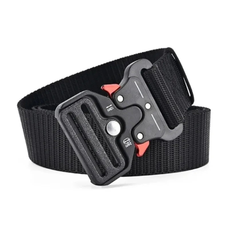 Men's Outdoor Multi-Function Belt Premium Canvas/Nylon Hybrid Waistband for Hiking Travel Unisex Tactical Belt Durable Buckle