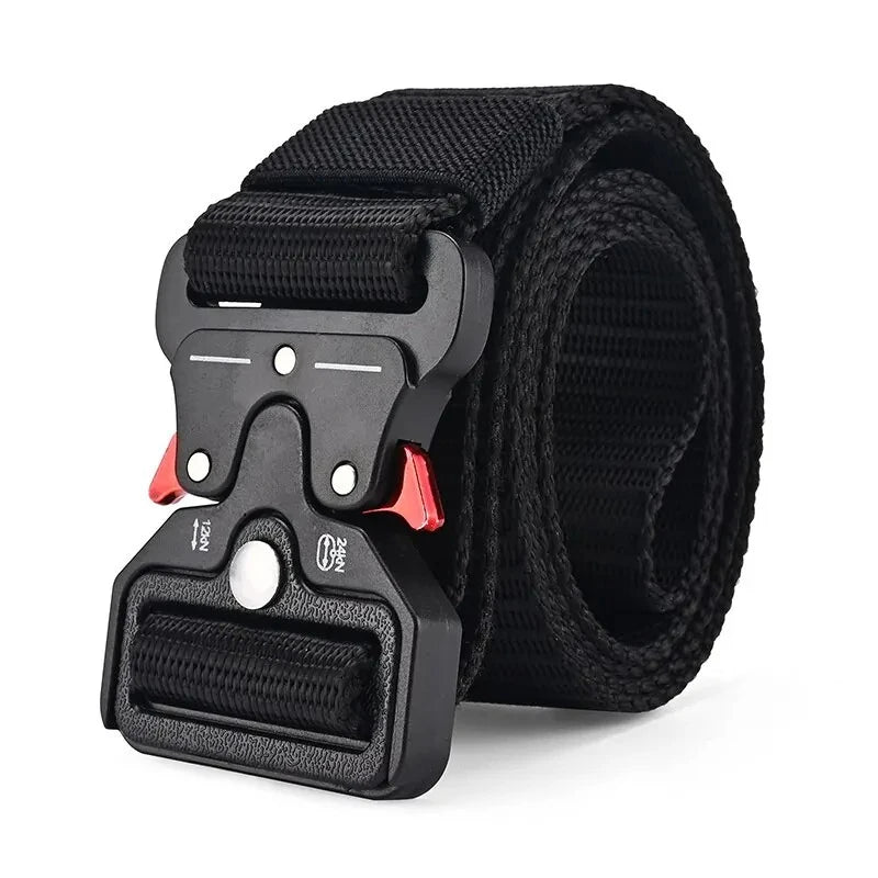 Men's Outdoor Multi-Function Belt Premium Canvas/Nylon Hybrid Waistband for Hiking Travel Unisex Tactical Belt Durable Buckle