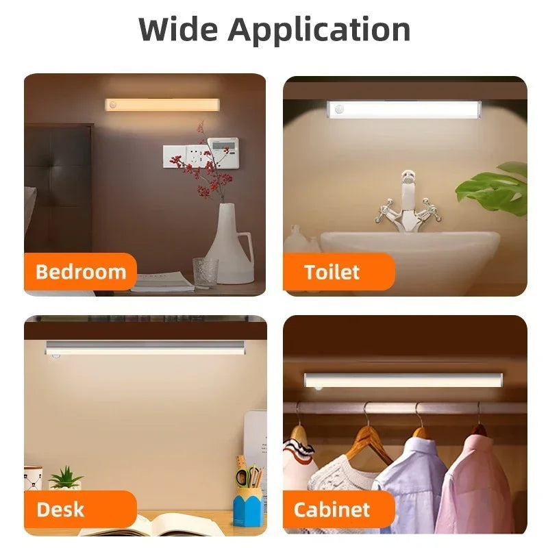 Motion Sensor Light Rechargeable LED Night Light Portable Under Cabinet Light with Magnetic for Bedroom Kitchen Closet Staircase