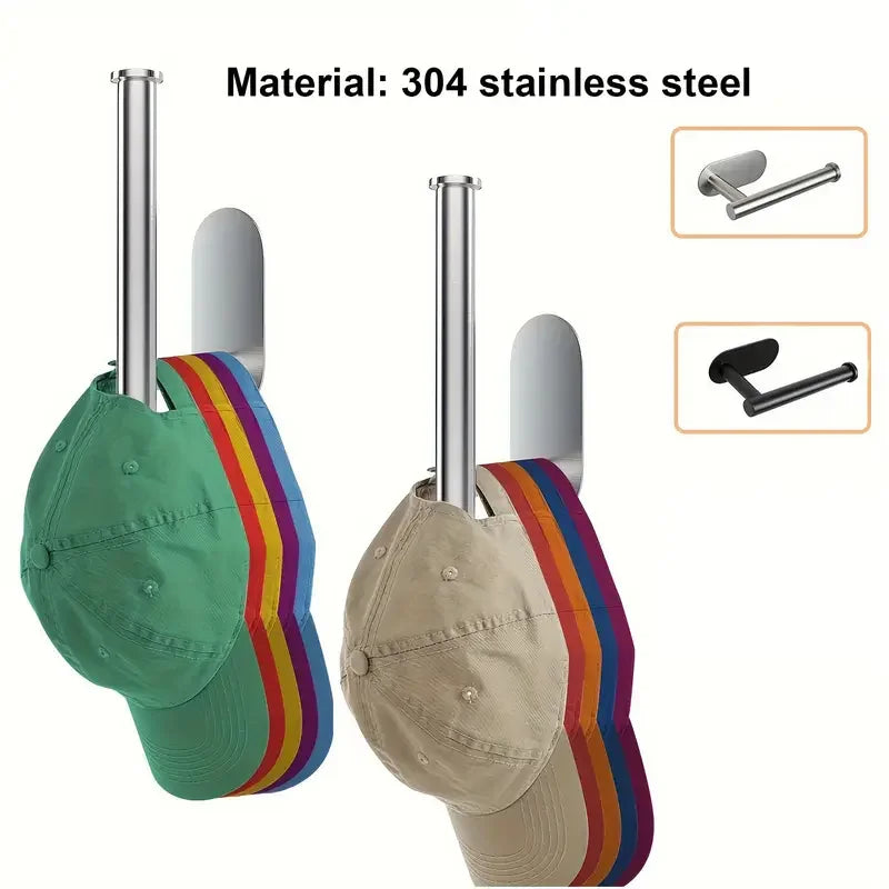 1/2pcs Stainless Steel Cap Hook For Wall, Minimalist No Drilling Hat Organizer, Household Storage Organizer